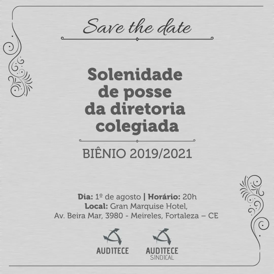Diretoria será empossada em solenidade no Gran Marquise Hotel