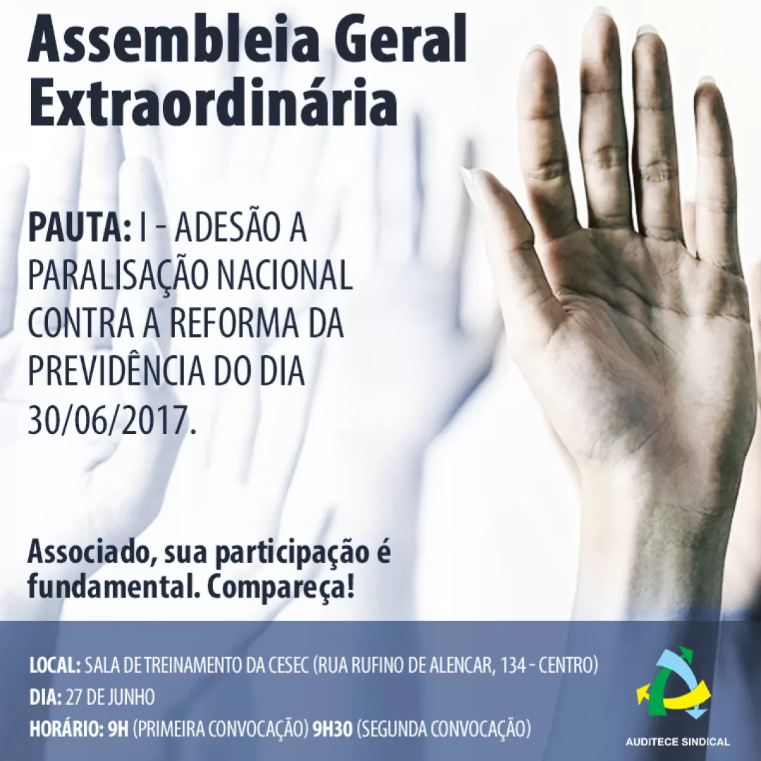 AUDITECE SINDICAL convoca filiados para Assembleia Geral